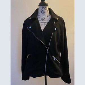 LILY MORGAN Black Faux Suede Biker Jacket